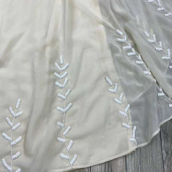 Free People Nude Cape Beaded Boho Sheer Dress $398 - Picture 6 of 10